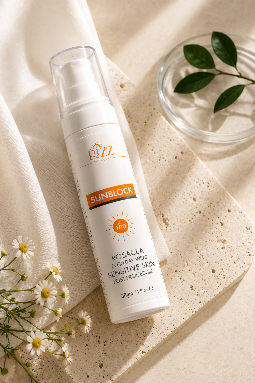 Rizz SPF 100 Sunblock for Sensitive Skin – 30ml