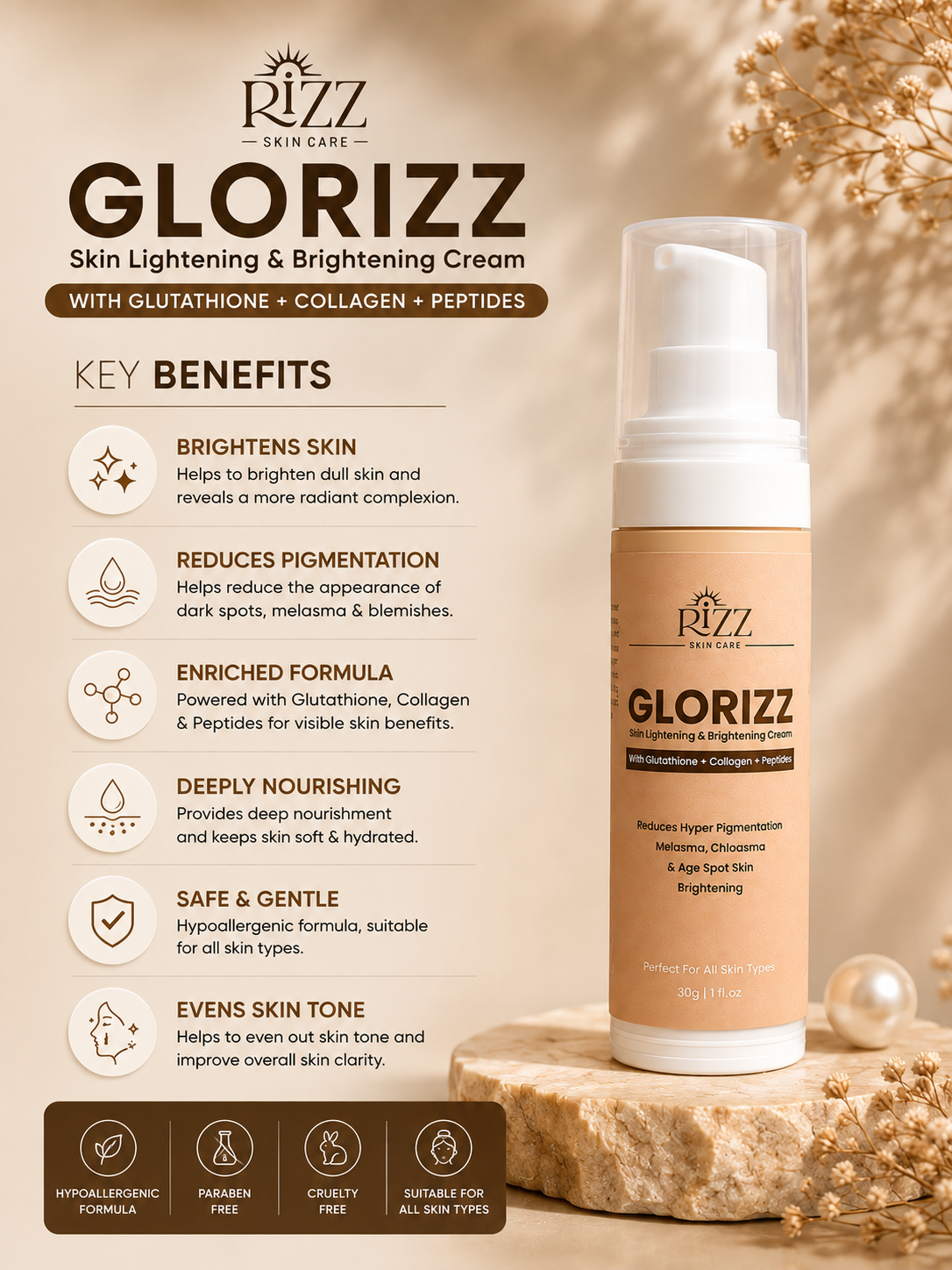 Rizz GLORIZZ Brightening Cream – 30g